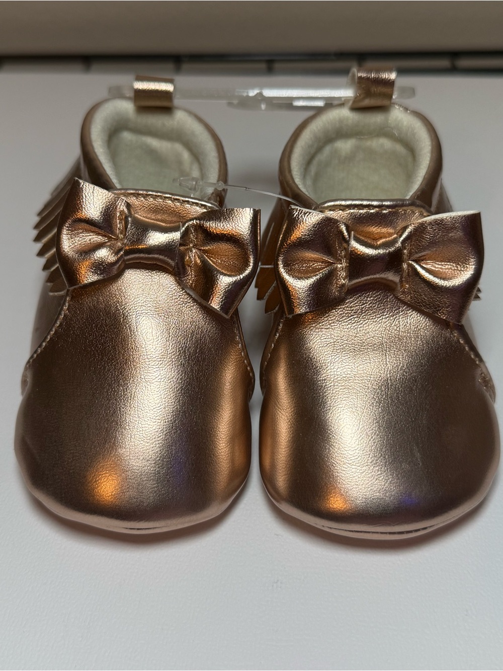 Child of Mine by Carter’s Metallic Rose Gold Bow Baby Walker Shoes